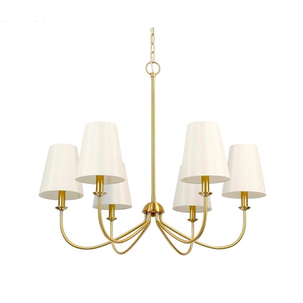 New in Box‎ 6-Light Homebelife Chandelier Brushed Bronze Gold Beige Shade Light